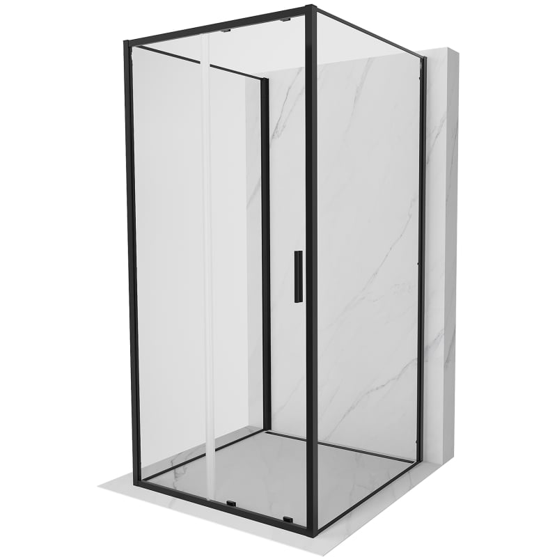 Mexen Exo-3S kabina prysznicowa 3-ścienna rozsuwana 100 x 100 cm, transparent, czarna - 8151-100-100-70-00-3S