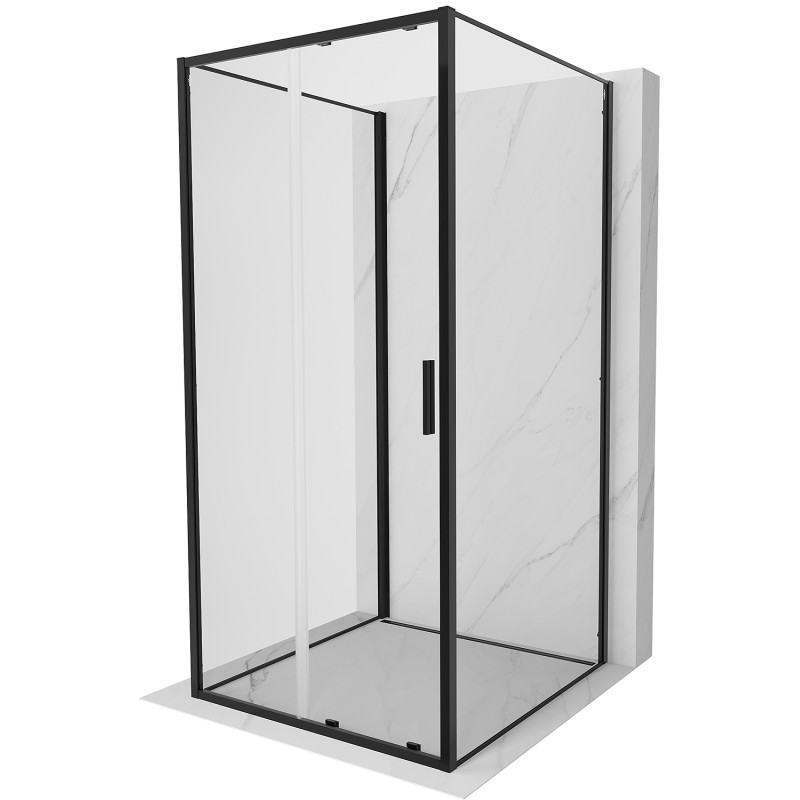 Mexen Exo-S 3S kabina prysznicowa 3-ścienna rozsuwana 110 x 110 cm, transparent, czarna - 8151-110-110-70-00-3S