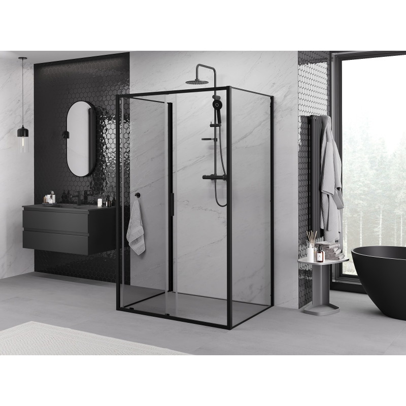 Mexen Exo-S 3S kabina prysznicowa 3-ścienna rozsuwana 180 x 80 cm, transparent, czarna - 8151-180-080-70-00-3S
