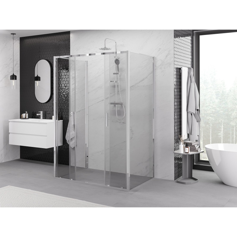 Mexen Exo-S Duo 3S kabina prysznicowa 3-ścienna rozsuwana 160 x 80 cm, transparent, chrom - 8152-160-080-01-00-3S