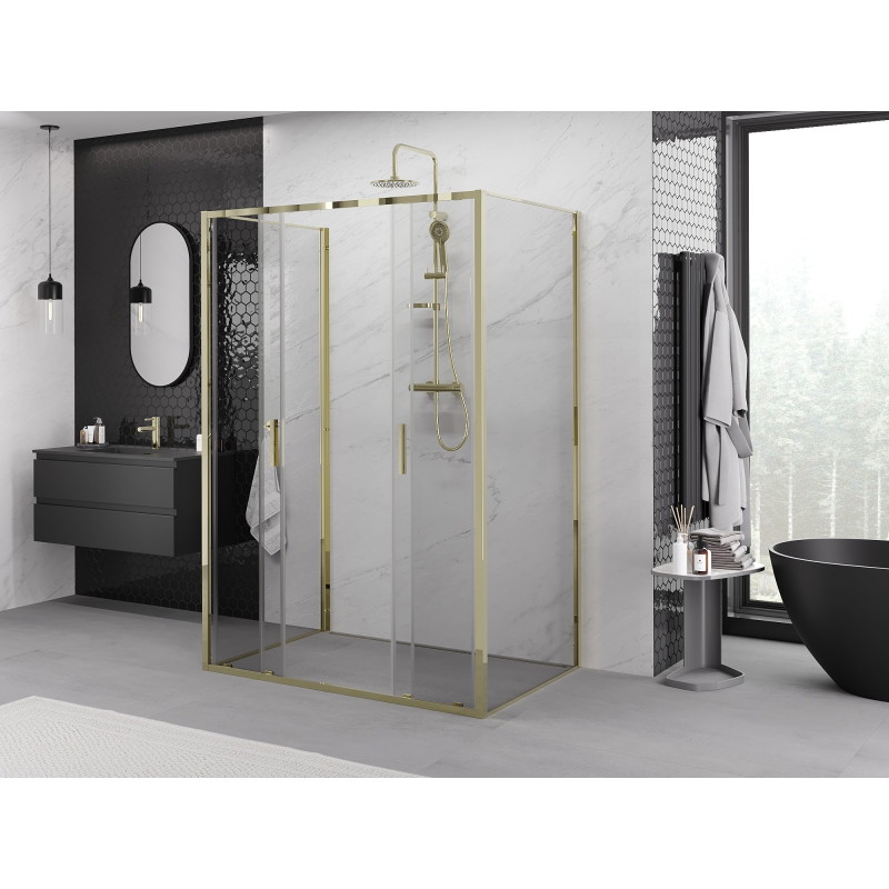 Mexen Exo-S Duo 3S kabina prysznicowa 3-ścienna rozsuwana 130 x 70 cm, transparent, złota - 8152-130-070-50-00-3S