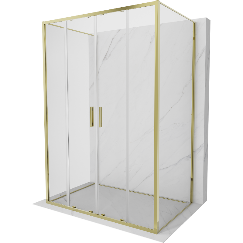 Mexen Exo-3S kabina prysznicowa 3-ścienna rozsuwana 150 x 75 cm, transparent, złota - 8152-150-075-50-00-3S