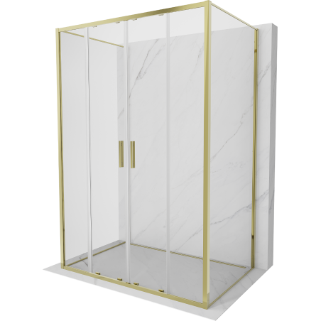 Mexen Exo-S Duo 3S kabina prysznicowa 3-ścienna rozsuwana 130 x 80 cm, transparent, złota - 8152-130-080-50-00-3S