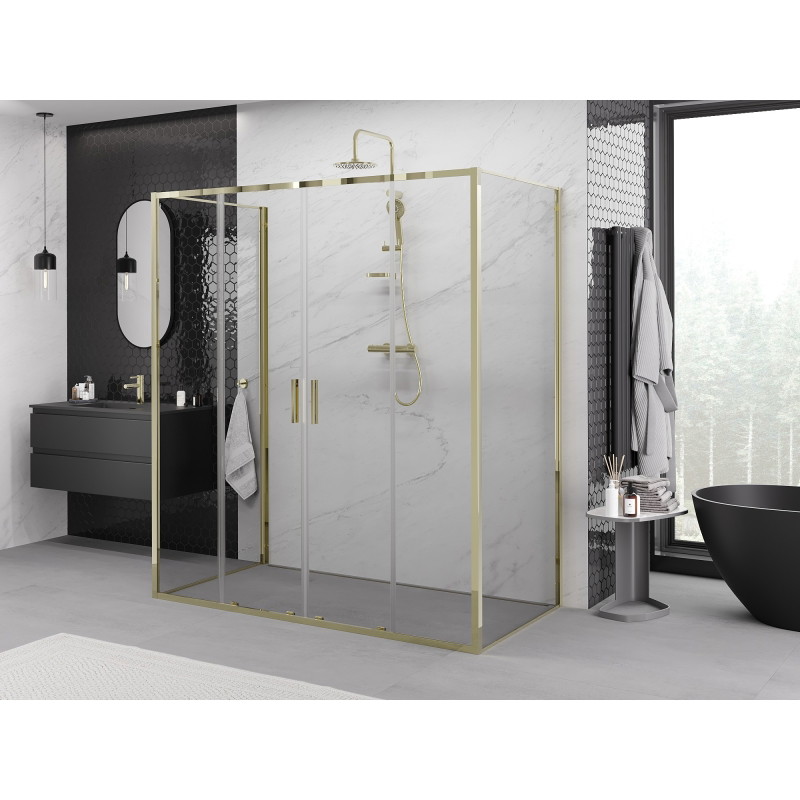 Mexen Exo-S Duo 3S kabina prysznicowa 3-ścienna rozsuwana 180 x 80 cm, transparent, złota - 8152-180-080-50-00-3S