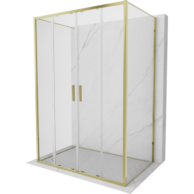 Mexen Exo-S Duo 3S kabina prysznicowa 3-ścienna rozsuwana 150 x 85 cm, transparent, złota - 8152-150-085-50-00-3S