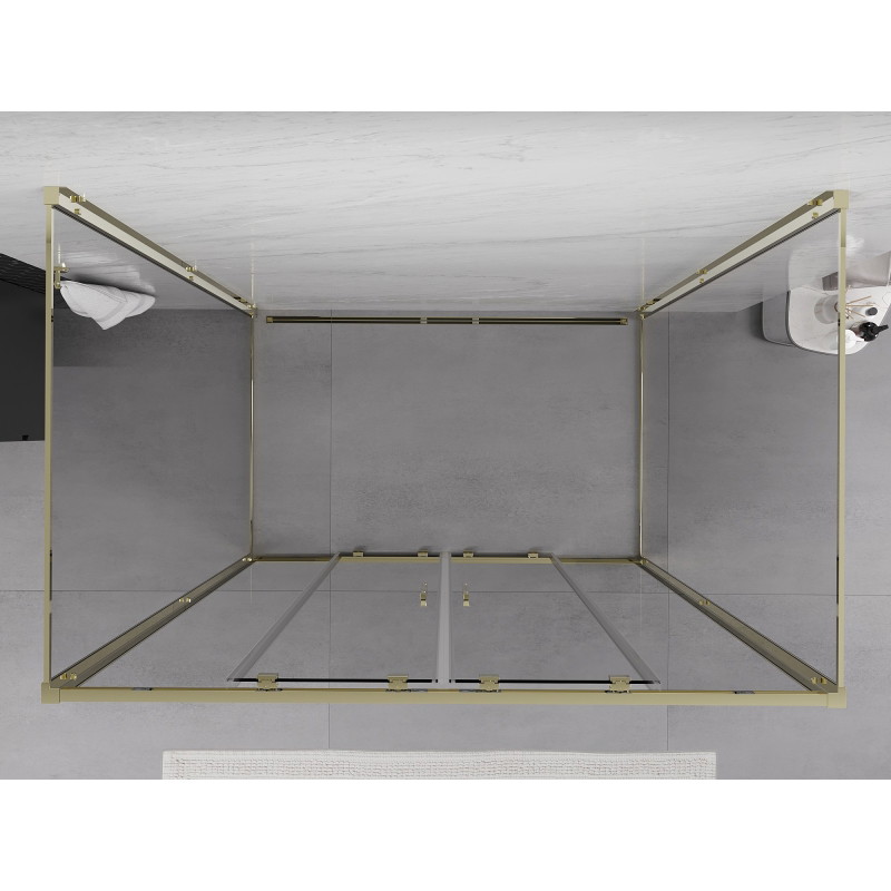 Mexen Exo-S Duo 3S kabina prysznicowa 3-ścienna rozsuwana 150 x 85 cm, transparent, złota - 8152-150-085-50-00-3S