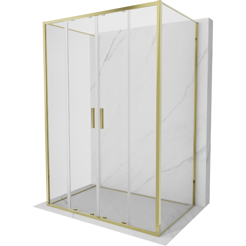 Mexen Exo-3S kabina prysznicowa 3-ścienna rozsuwana 160 x 85 cm, transparent, złota - 8152-160-085-50-00-3S