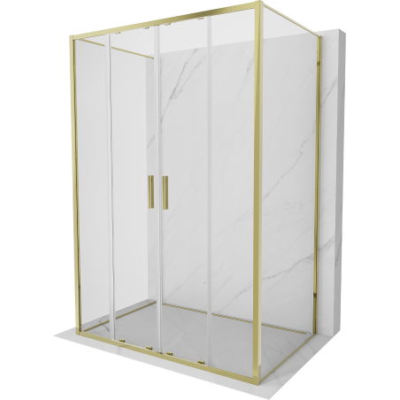Mexen Exo-3S kabina prysznicowa 3-ścienna rozsuwana 160 x 85 cm, transparent, złota - 8152-160-085-50-00-3S