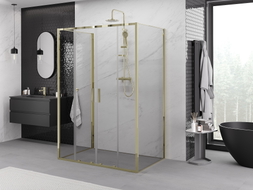 Mexen Exo-S Duo 3S kabina prysznicowa 3-ścienna rozsuwana 160 x 85 cm, transparent, złota - 8152-160-085-50-00-3S