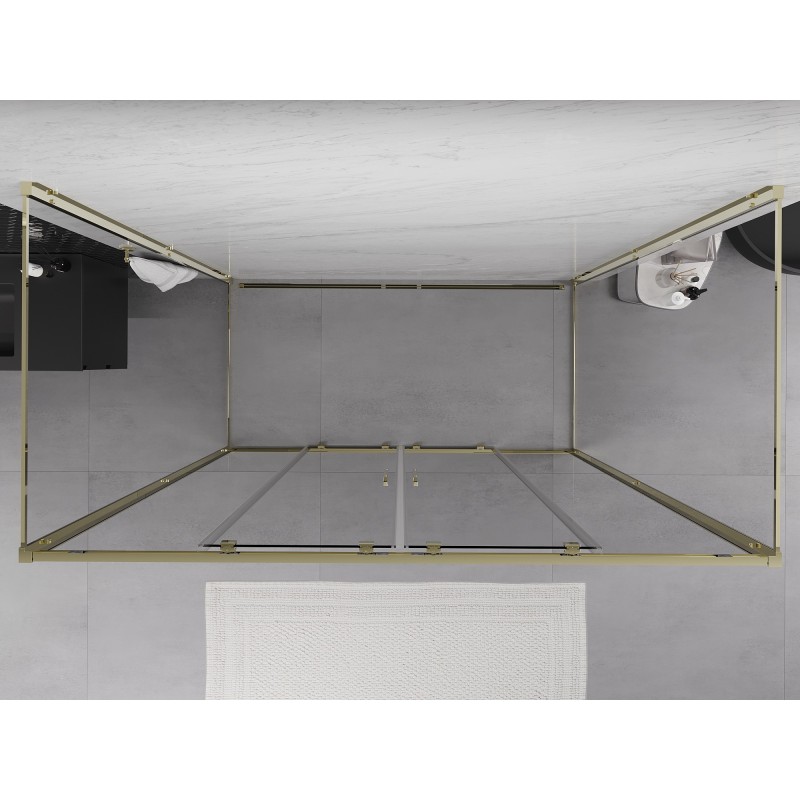Mexen Exo-3S kabina prysznicowa 3-ścienna rozsuwana 190 x 85 cm, transparent, złota - 8152-190-085-50-00-3S