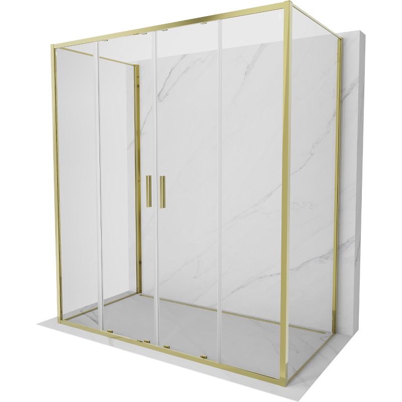 Mexen Exo-S Duo 3S kabina prysznicowa 3-ścienna rozsuwana 180 x 90 cm, transparent, złota - 8152-180-090-50-00-3S