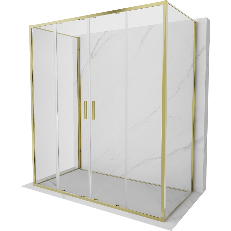 Mexen Exo-3S kabina prysznicowa 3-ścienna rozsuwana 190 x 95 cm, transparent, złota - 8152-190-095-50-00-3S