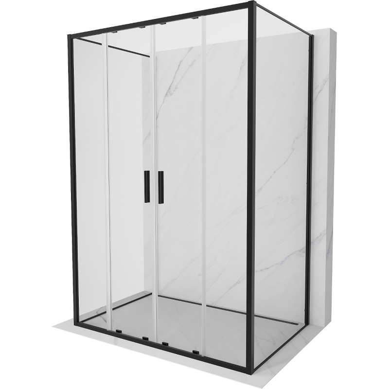 Mexen Exo-S Duo 3S kabina prysznicowa 3-ścienna rozsuwana 130 x 70 cm, transparent, czarna - 8152-130-070-70-00-3S