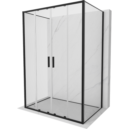 Mexen Exo-S Duo 3S kabina prysznicowa 3-ścienna rozsuwana 130 x 70 cm, transparent, czarna - 8152-130-070-70-00-3S