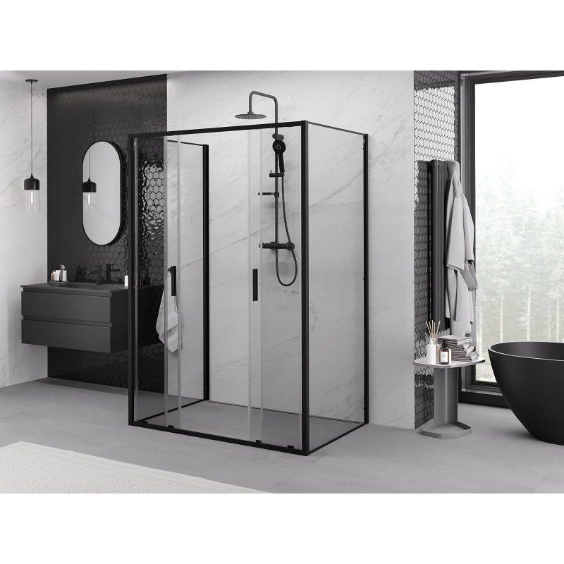 Mexen Exo-S Duo 3S kabina prysznicowa 3-ścienna rozsuwana 130 x 70 cm, transparent, czarna - 8152-130-070-70-00-3S