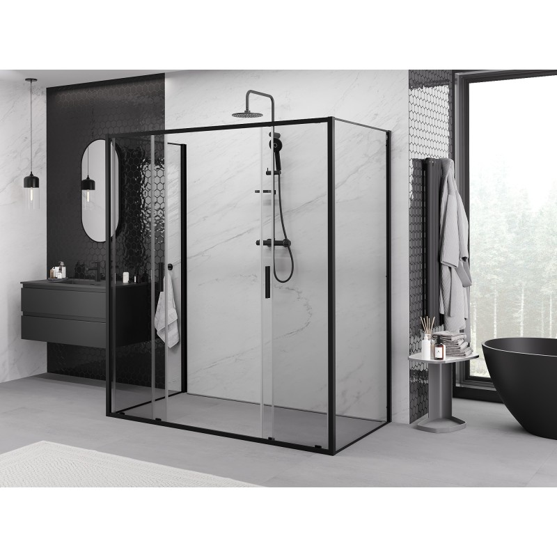 Mexen Exo-3S kabina prysznicowa 3-ścienna rozsuwana 190 x 70 cm, transparent, czarna - 8152-190-070-70-00-3S