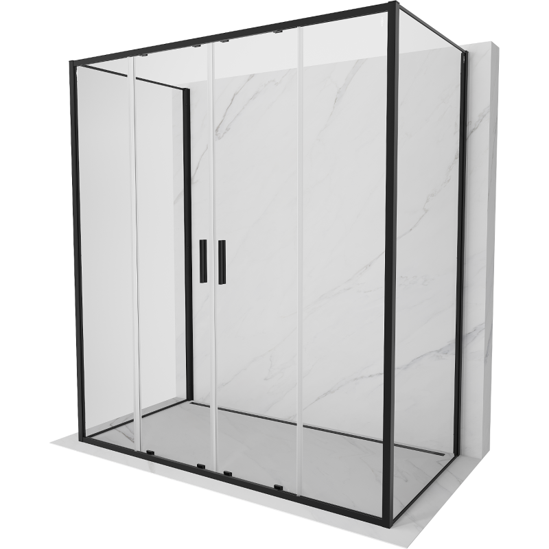 Mexen Exo-3S kabina prysznicowa 3-ścienna rozsuwana 200 x 75 cm, transparent, czarna - 8152-200-075-70-00-3S