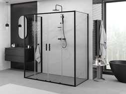 Mexen Exo-S Duo 3S kabina prysznicowa 3-ścienna rozsuwana 190 x 85 cm, transparent, czarna - 8152-190-085-70-00-3S