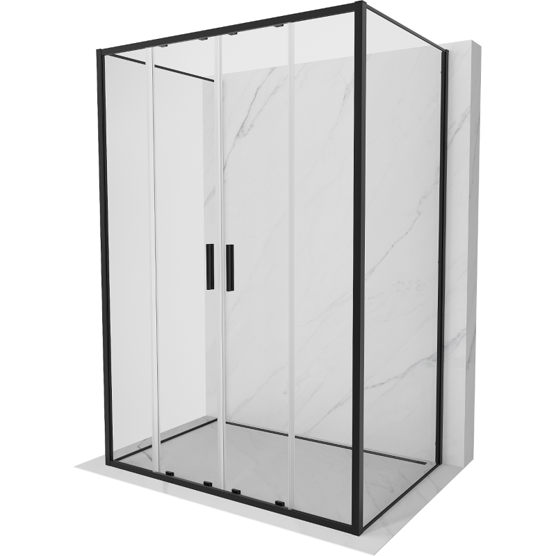 Mexen Exo-3S kabina prysznicowa 3-ścienna rozsuwana 150 x 90 cm, transparent, czarna - 8152-150-090-70-00-3S