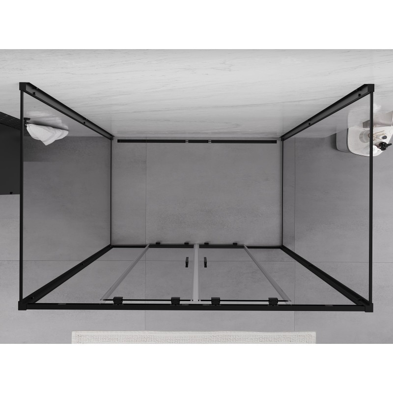 Mexen Exo-3S kabina prysznicowa 3-ścienna rozsuwana 150 x 90 cm, transparent, czarna - 8152-150-090-70-00-3S