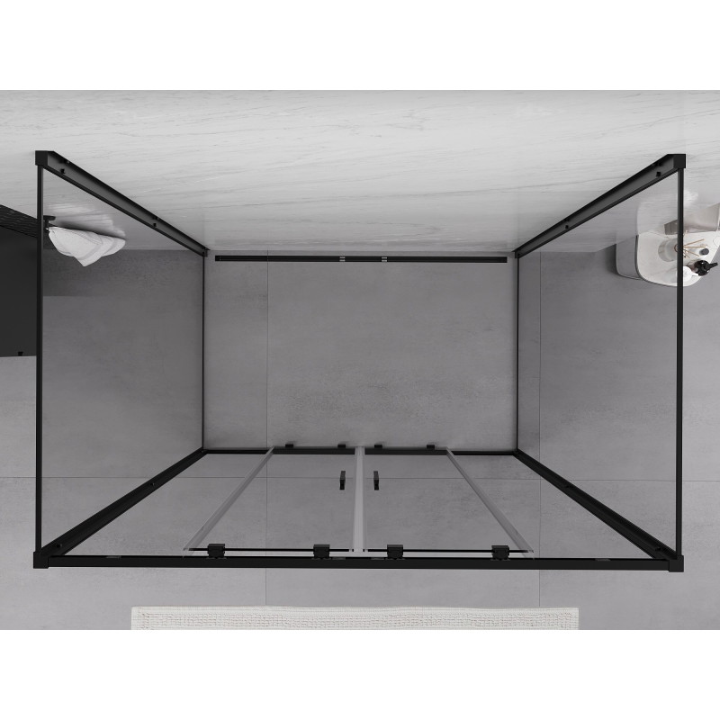 Mexen Exo-S Duo 3S kabina prysznicowa 3-ścienna rozsuwana 150 x 95 cm, transparent, czarna - 8152-150-095-70-00-3S