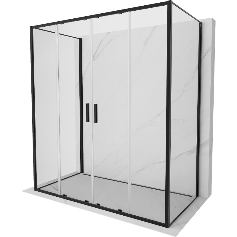 Mexen Exo-S Duo 3S kabina prysznicowa 3-ścienna rozsuwana 170 x 100 cm, transparent, czarna - 8152-170-100-70-00-3S