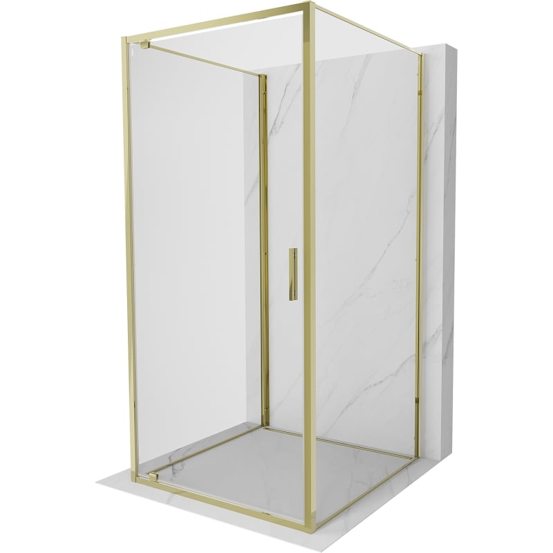 Mexen Exo-3S kabina prysznicowa 3-ścienna uchylna 70 x 70 cm, transparent, złota - 8181-070-070-50-00-3S