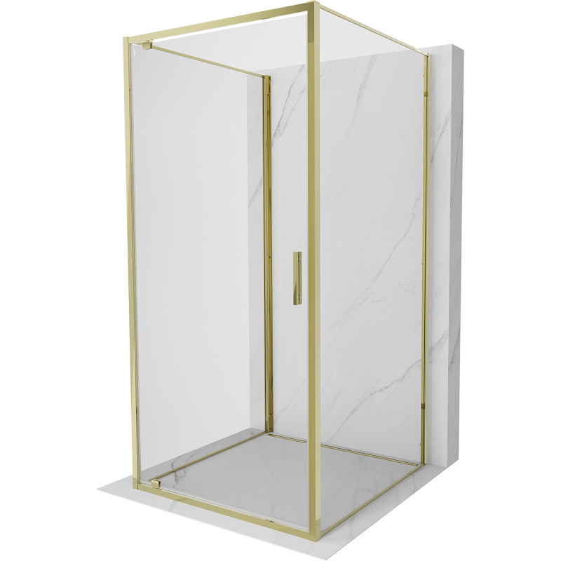 Mexen Exo-BR 3S kabina prysznicowa 3-ścienna uchylna 70 x 70 cm, transparent, złota - 8181-070-070-50-00-3S