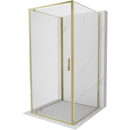 Mexen Exo-3S kabina prysznicowa 3-ścienna uchylna 70 x 70 cm, transparent, złota - 8181-070-070-50-00-3S