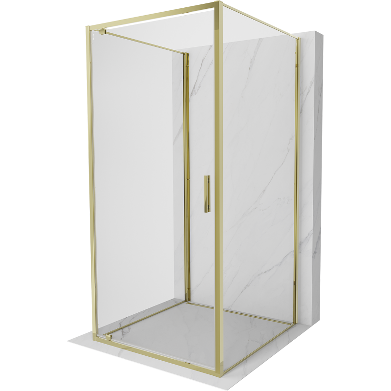 Mexen Exo-3S kabina prysznicowa 3-ścienna uchylna 75 x 75 cm, transparent, złota - 8181-075-075-50-00-3S