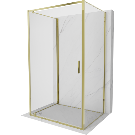 Mexen Exo-3S kabina prysznicowa 3-ścienna uchylna 90 x 75 cm, transparent, złota - 8181-090-075-50-00-3S