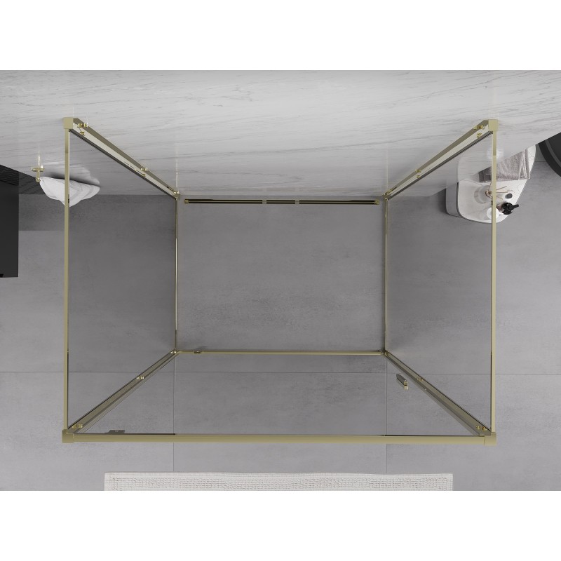 Mexen Exo-3S kabina prysznicowa 3-ścienna uchylna 95 x 80 cm, transparent, złota - 8181-095-080-50-00-3S