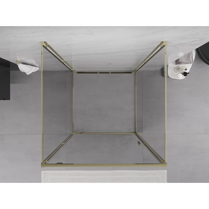 Mexen Exo-3S kabina prysznicowa 3-ścienna uchylna 85 x 85 cm, transparent, złota - 8181-085-085-50-00-3S
