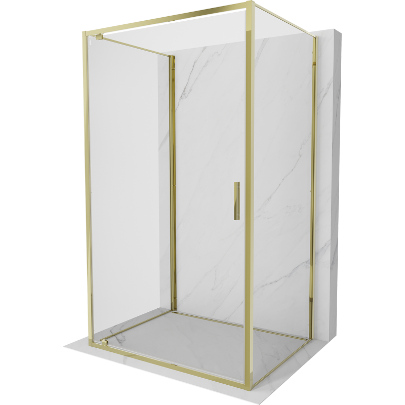 Mexen Exo-3S kabina prysznicowa 3-ścienna uchylna 70 x 90 cm, transparent, złota - 8181-070-090-50-00-3S