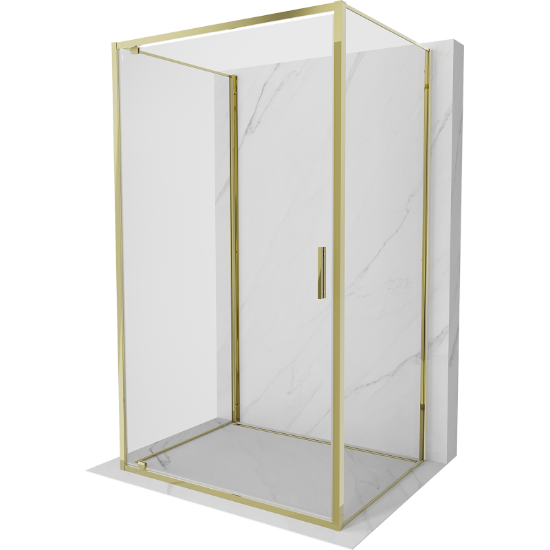 Mexen Exo-3S kabina prysznicowa 3-ścienna uchylna 75 x 90 cm, transparent, złota - 8181-075-090-50-00-3S