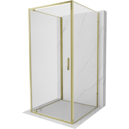 Mexen Exo-BR 3S kabina prysznicowa 3-ścienna uchylna 90 x 90 cm, transparent, złota - 8181-090-090-50-00-3S