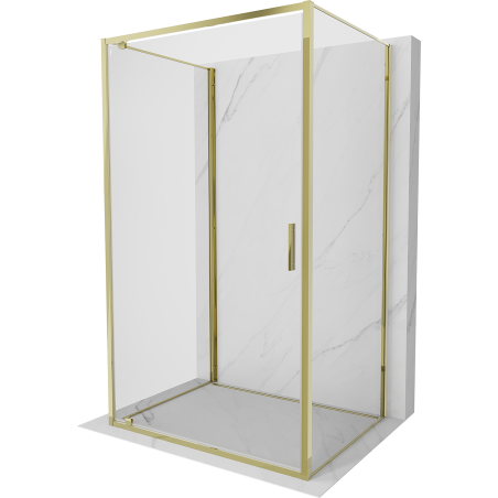 Mexen Exo-BR 3S kabina prysznicowa 3-ścienna uchylna 75 x 95 cm, transparent, złota - 8181-075-095-50-00-3S