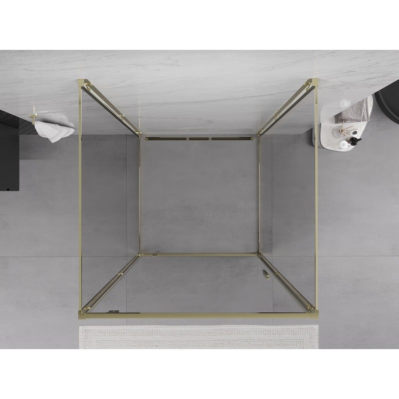 Mexen Exo-3S kabina prysznicowa 3-ścienna uchylna 95 x 95 cm, transparent, złota - 8181-095-095-50-00-3S