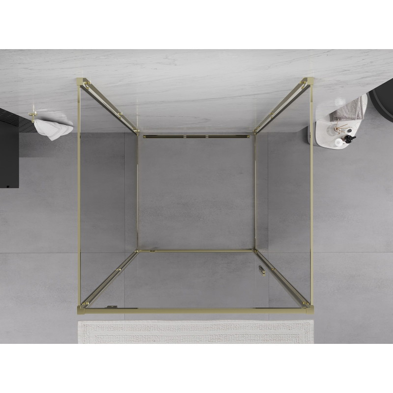 Mexen Exo-BR 3S kabina prysznicowa 3-ścienna uchylna 95 x 95 cm, transparent, złota - 8181-095-095-50-00-3S