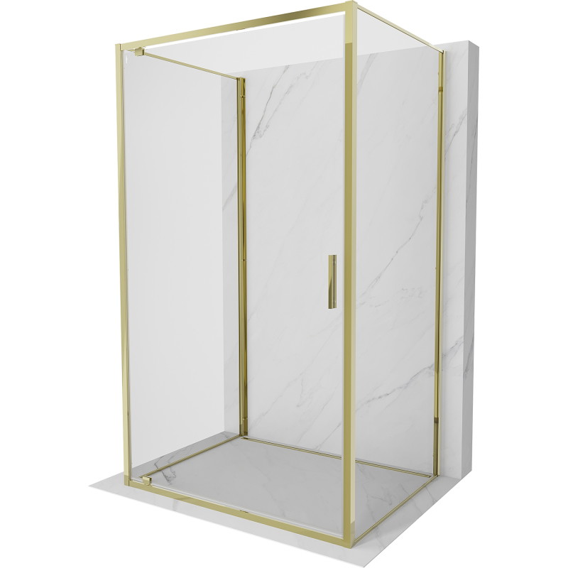 Mexen Exo-BR 3S kabina prysznicowa 3-ścienna uchylna 100 x 95 cm, transparent, złota - 8181-100-095-50-00-3S