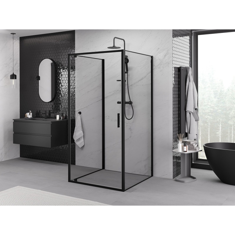 Mexen Exo-BR 3S kabina prysznicowa 3-ścienna uchylna 70 x 70 cm, transparent, czarna - 8181-070-070-70-00-3S