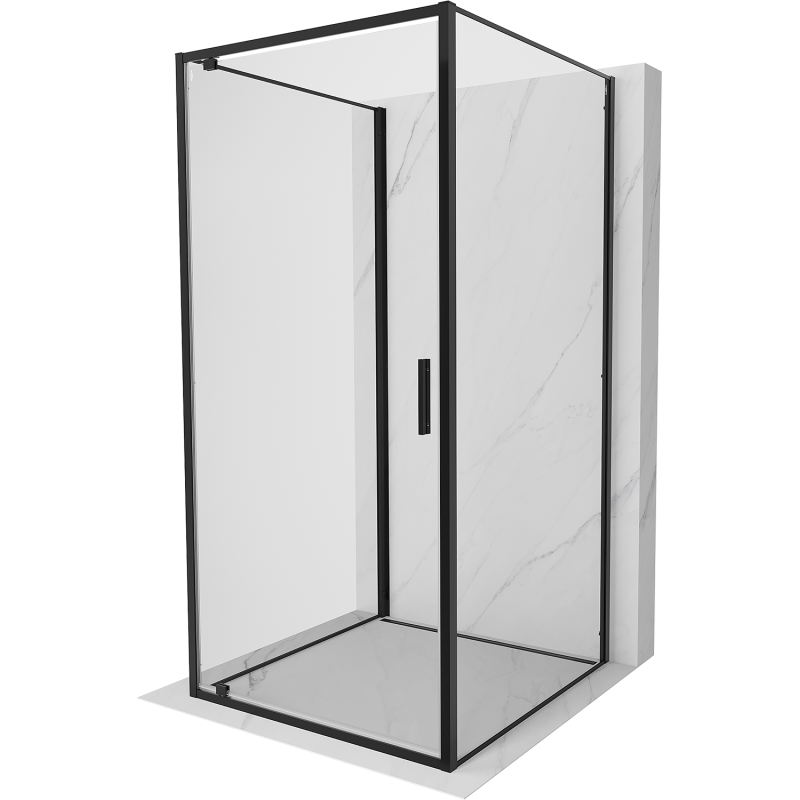 Mexen Exo-3S kabina prysznicowa 3-ścienna uchylna 90 x 90 cm, transparent, czarna - 8181-090-090-70-00-3S