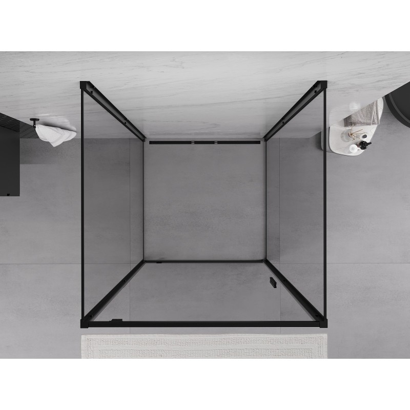 Mexen Exo-3S kabina prysznicowa 3-ścienna uchylna 90 x 90 cm, transparent, czarna - 8181-090-090-70-00-3S