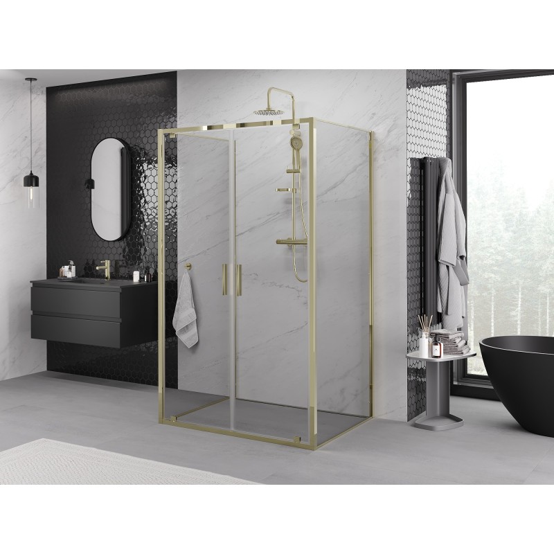 Mexen Exo-3S kabina prysznicowa 3-ścienna uchylna 70 x 80 cm, transparent, złota - 8182-070-080-50-00-3S