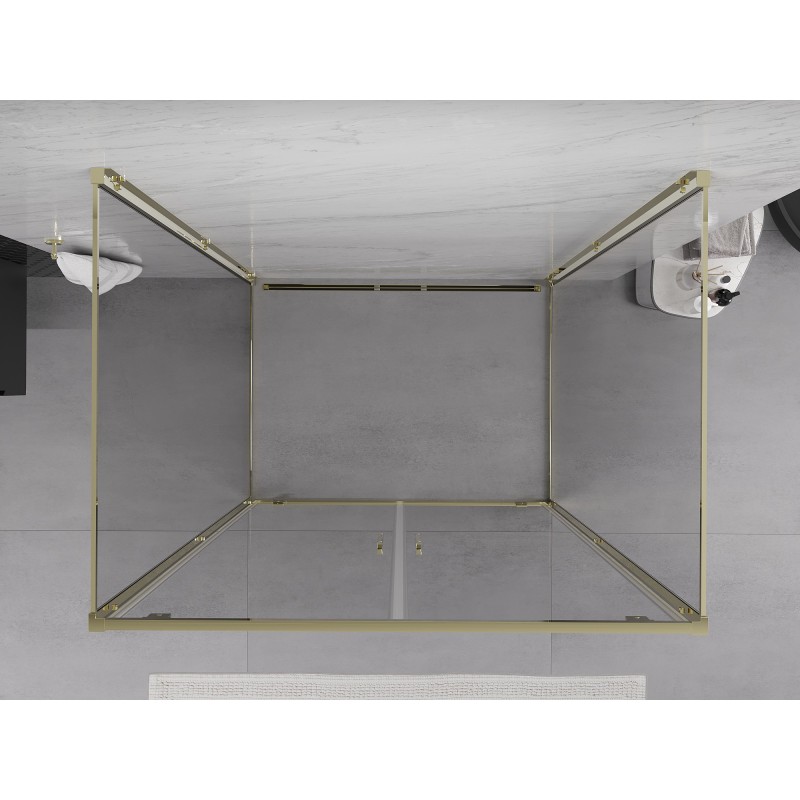Mexen Exo-3S kabina prysznicowa 3-ścienna uchylna 70 x 80 cm, transparent, złota - 8182-070-080-50-00-3S