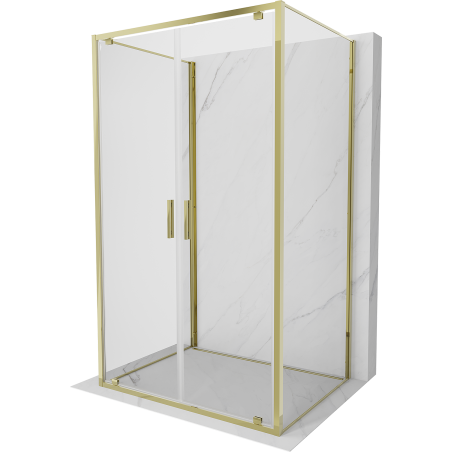 Mexen Exo-BR Duo 3S kabina prysznicowa 3-ścienna uchylna 90 x 80 cm, transparent, złota - 8182-090-080-50-00-3S