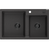 Mexen Tomas zlewozmywak granitowy 2-komorowy 800 x 500 mm, czarny nakrapiany, syfon czarny - 6516802000-76-B