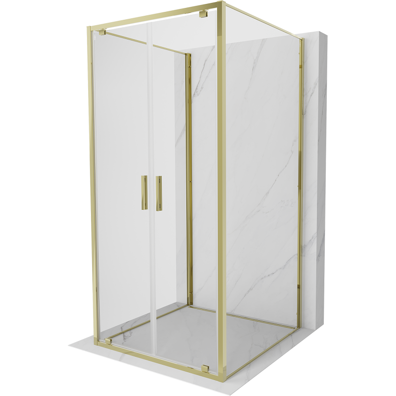 Mexen Exo-3S kabina prysznicowa 3-ścienna uchylna 90 x 90 cm, transparent, złota - 8182-090-090-50-00-3S