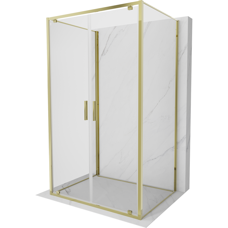 Mexen Exo-3S kabina prysznicowa 3-ścienna uchylna 120 x 90 cm, transparent, złota - 8182-120-090-50-00-3S