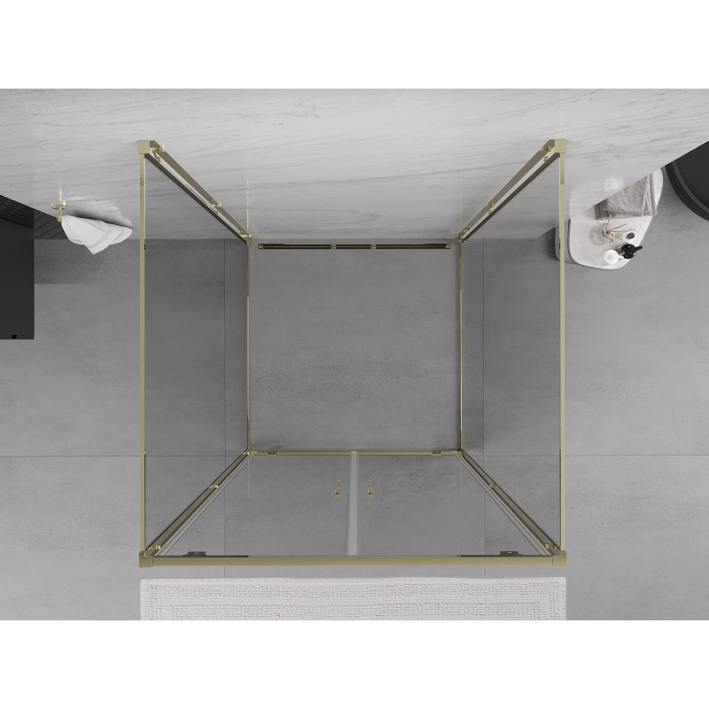 Mexen Exo-3S kabina prysznicowa 3-ścienna uchylna 100 x 100 cm, transparent, złota - 8182-100-100-50-00-3S